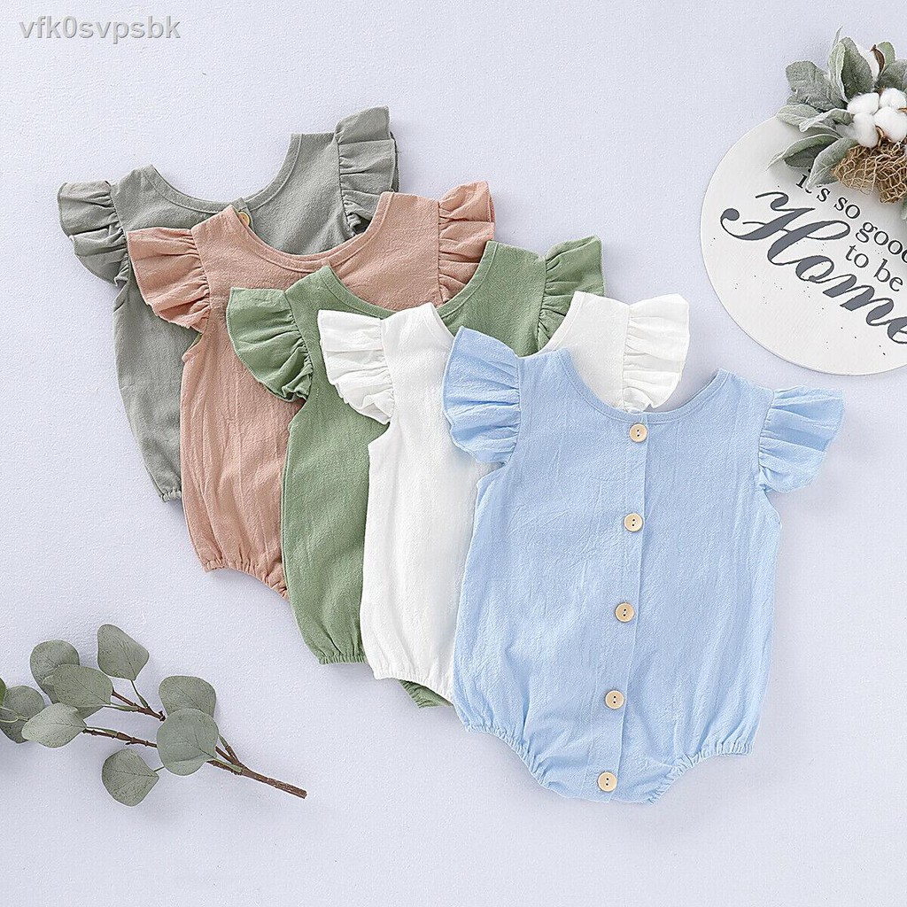 ☋■۩Bộ Áo Liền Quần Tay Cánh Tiên Đáng Yêu Cho Bé Gái 5 Màu