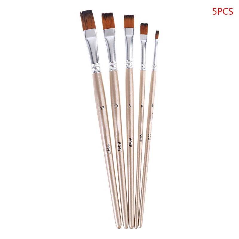Set 5 Cọ Vẽ Tranh Màu Nước Cán Gỗ Chuyên Nghiệp