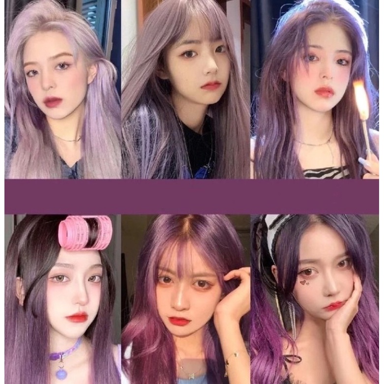 Thuốc Nhuộm Tóc Màu TÍM KHÓI SÁNG - VIOLET PASTEL ASH Cần Tẩy Tóc Hanahairs tặng kèm oxy trợ nhuộm và dụng cụ nhuộm tóc