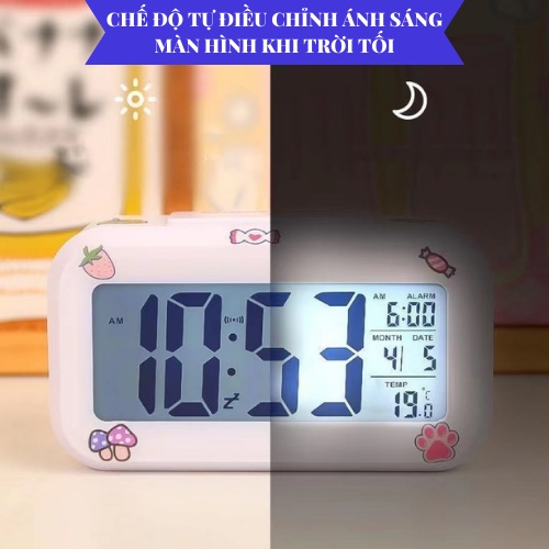 Đồng hồ Led để bàn báo thức điện tử đa chức năng Ráp có cảm biến đèn nền ban đêm, nhiệt độ thời gian lịch bán thức D03