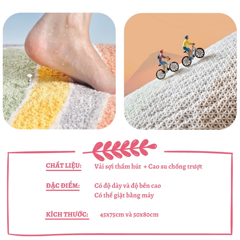 Thảm Sợi Phòng Tắm Siêu Thấm, Chống Trượt Size Lớn