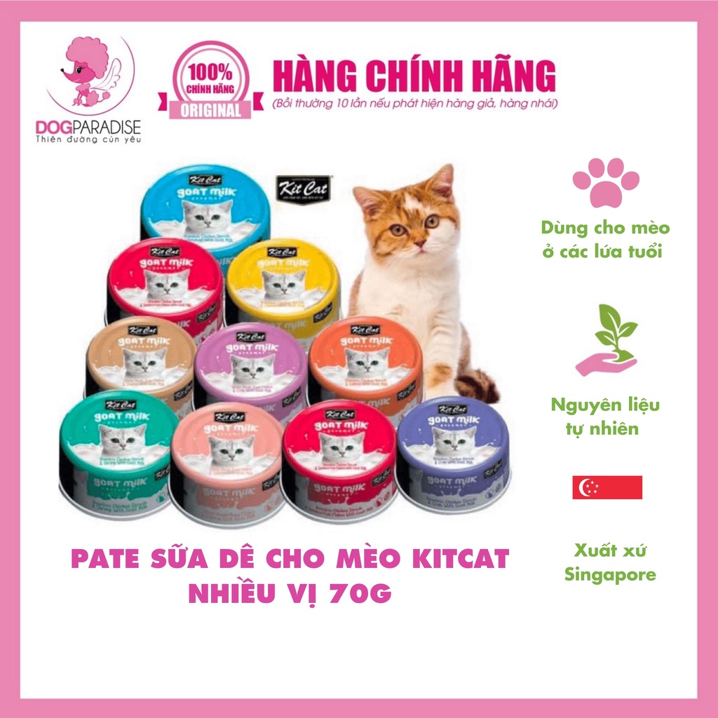Pate sữa dê cho mèo KITCAT nhiều vị dễ ăn dễ tiêu hóa thơm ngon bổ dưỡng 70g - Dog Paradise