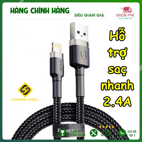 [ Hàng Chính Hãng ] Cáp sạc iphone 5/6/7/8/X/XS/XS Max Baseus Cafule hỗ trợ sạc nhanh 2.4A