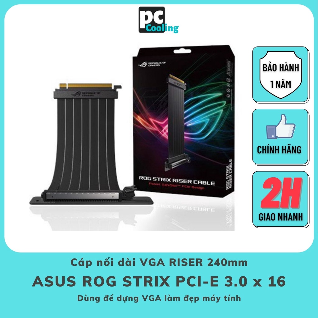 Cáp nối dài VGA Riser ASUS ROG Strix Cable Hàng Chính Hãng BH 12 tháng - 240 mm PCI-E 3.0 x 16