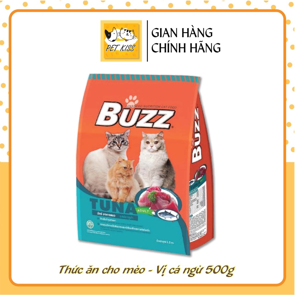 Thức ăn mèo cao cấp Buzz Adult Cat Food Vị cá ngừ 500g [HSD: 06/2022]