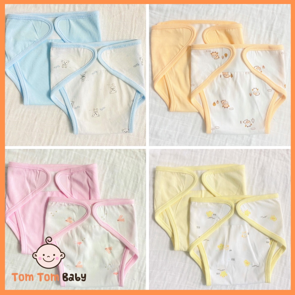 Set 2 tã vải sơ sinh cotton Sweetie | Size 1,2,3 cho bé sơ sinh - 9kg | Miếng dán bo viền, chất vải mềm mịn