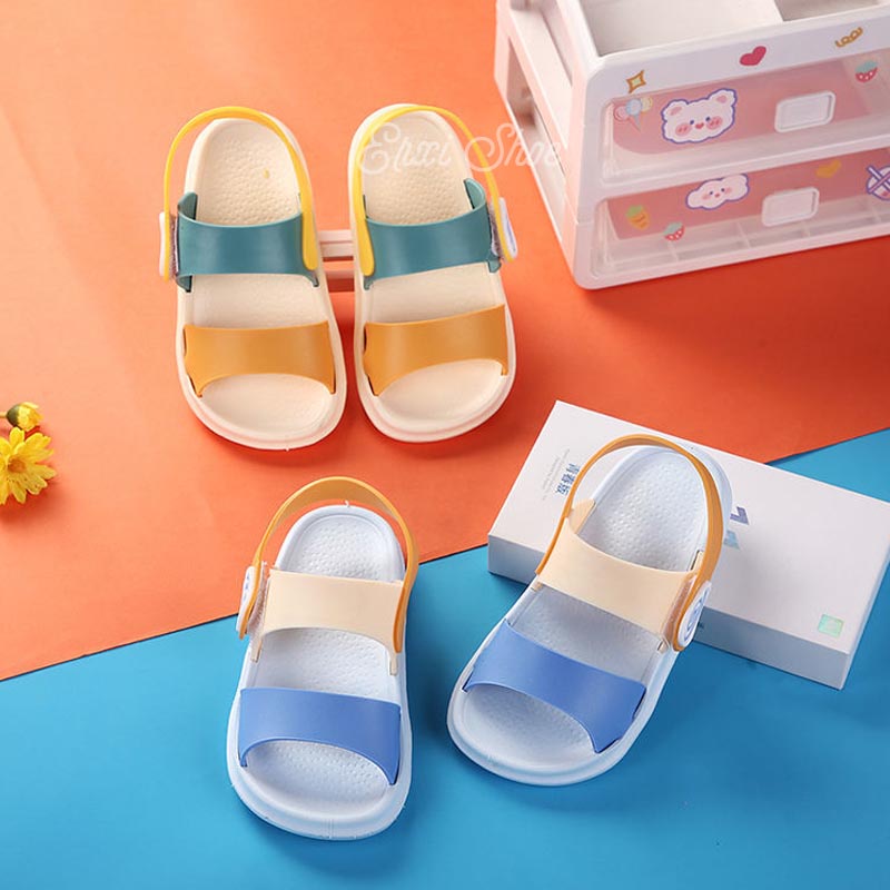 Xăng đan Đế Bằng Màu Sắc Tương Phản Thời Trang Cho Bé