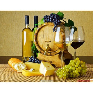 Tranh dán tường 3d trái cây, hình bình rượu, tranh dán phòng bếp, nhà ăn