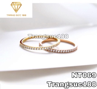 Nhẫn titan ko đEn mỏng nữa hàng đá NT069