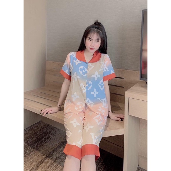 Bộ đồ ngủ Pỵama lụa Mango mặc nhà -Bộ Lụa mềm mịn không nhăn