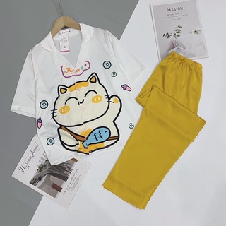 Đồ Ngủ Lụa Cao Cấp Hoạ Tiết Đáng Yêu