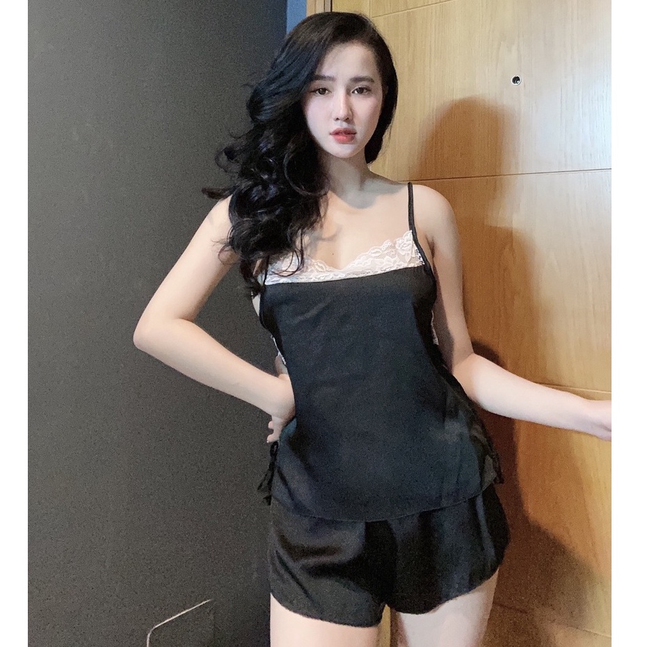Đồ ngủ sexy / Set bộ 2 dây phối ren kèm quần xẻ đùi, chất liệu SATIN cao cấp loại 1, mềm mịn mát, freesize dưới 60kg Sex | BigBuy360 - bigbuy360.vn
