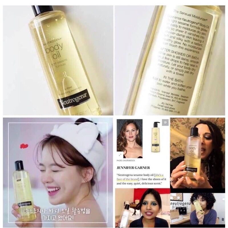 Dầu dưỡng thể Neutrogena Úc Body Oil Light Sesame Formula thẩm thấu nhanh không bết dính nhờn rít dưỡng ẩm trắng sáng da