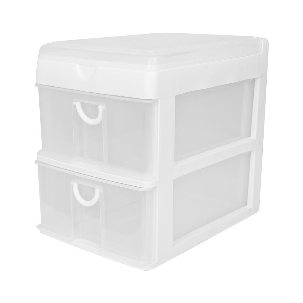 HomeBase JCP Tủ nhựa mini để bàn 2 ngăn kéo 5891 Thái Lan W26xH34.5xD33cm màu trắng