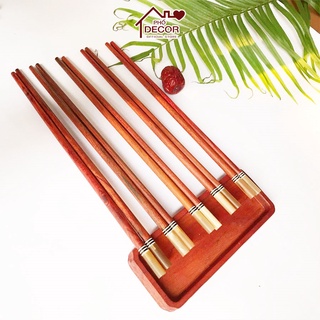  Đũa Phố Decor Gỗ Trắc Cao Cấp  Bọc Sừng, Vân Đẹp, Chống Mốc