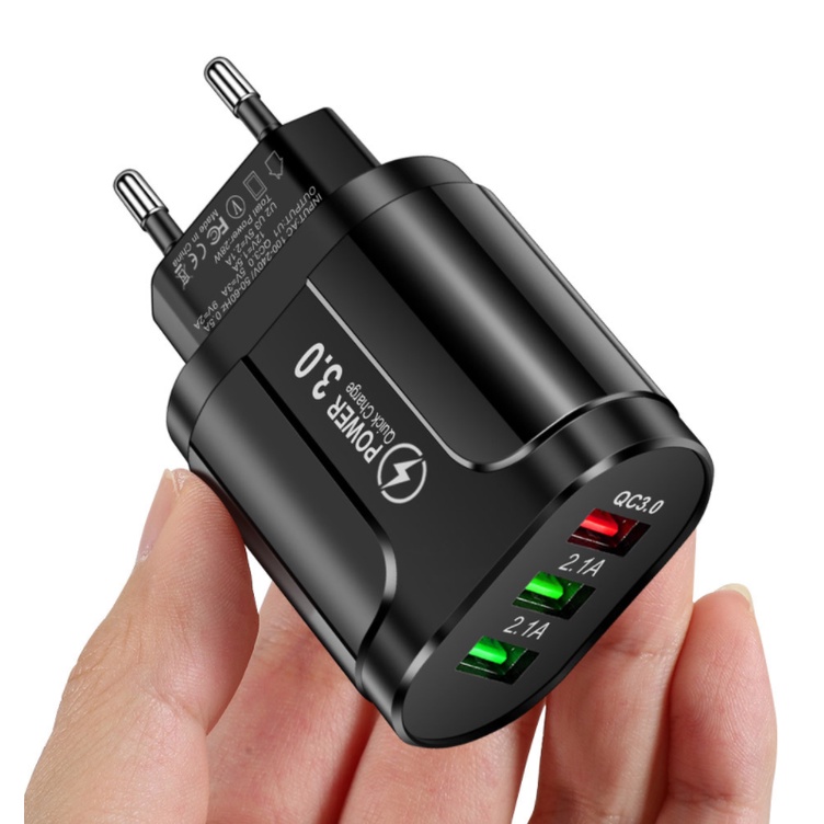 Củ Sạc Nhanh AR007 3USB 3A Tiêu Chuẩn Châu Âu Đốc Sạc Thông Minh Tiện Lợi An Toàn Cho Mọi Thiết Bị BH 12Th- BENTEX