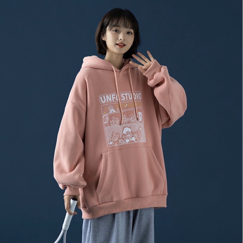 Áo Hoodie Tay Dài Túi Bụng Nỉ Bông Unisex UNFLSTUDIO