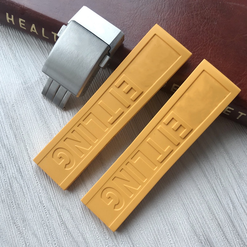 Dây đeo Breitling Silicone phù hợp với Siêu đại dương / Máy bay trinh sát Avengers / Blackbird Vòng đeo tay cao su Sê-ri màu vàng
