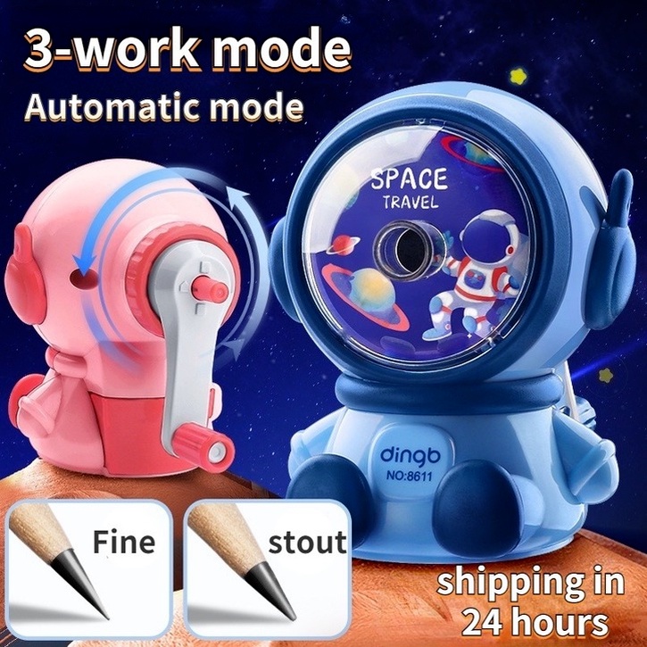 Đồ Chuốt Bút Chì Tự Động Hình Phi Hành Gia Hoạt Hình Có Thể Điều Chỉnh Không Gian Gọt Bút Chì Tự Động Cho Học Sinh