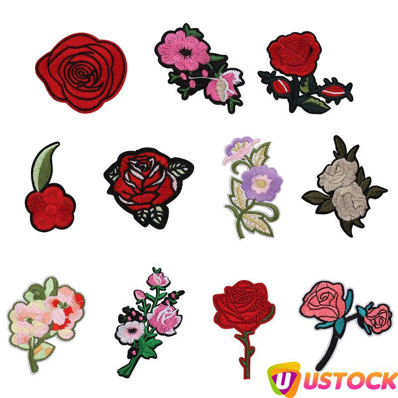 Miếng thêu dán ủi quần áo hình hoa hồng