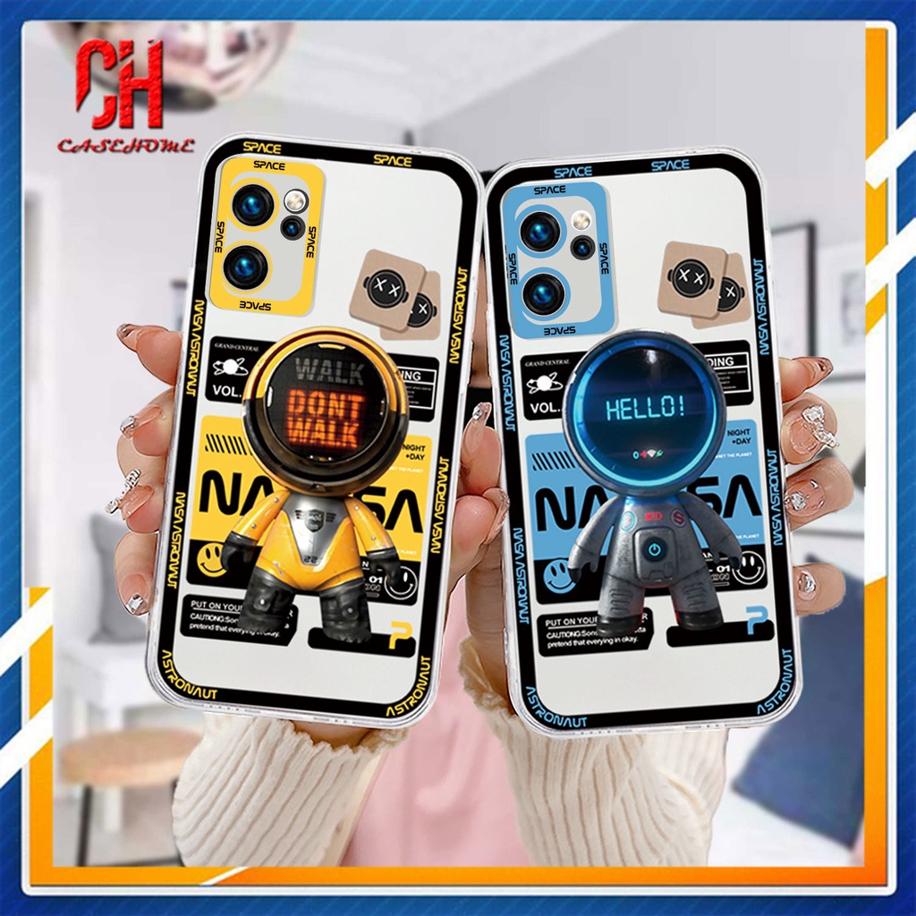 Casing Soft Tpu Case OPPO A15 A54 A5S A3S A76 A96 A16 A95 A55 A7 A5 A9 A31 A53 A33 2020 A12 A1K A16E A16K A54S Reno 4 5F 4F 4 5 06 Lite A74 A15S A52 A11K A92 A35 A11 Astronaut Soft TPU Transparent Soft Case