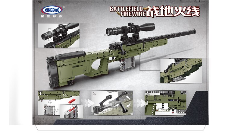 Đồ chơi giáo dục Lắp ráp Mô hình Xingbao 24002 Military 1491 PCS AWM Super Magnum Technic Set