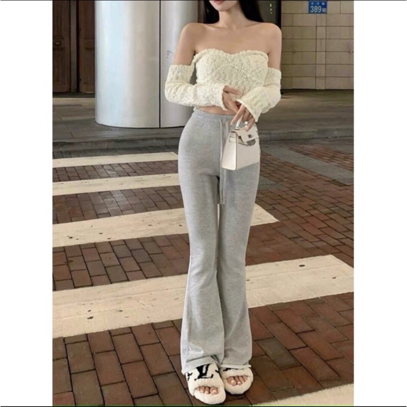 Quần thun ống loe dày dặn , Quần loe thun dây rút 3 màu