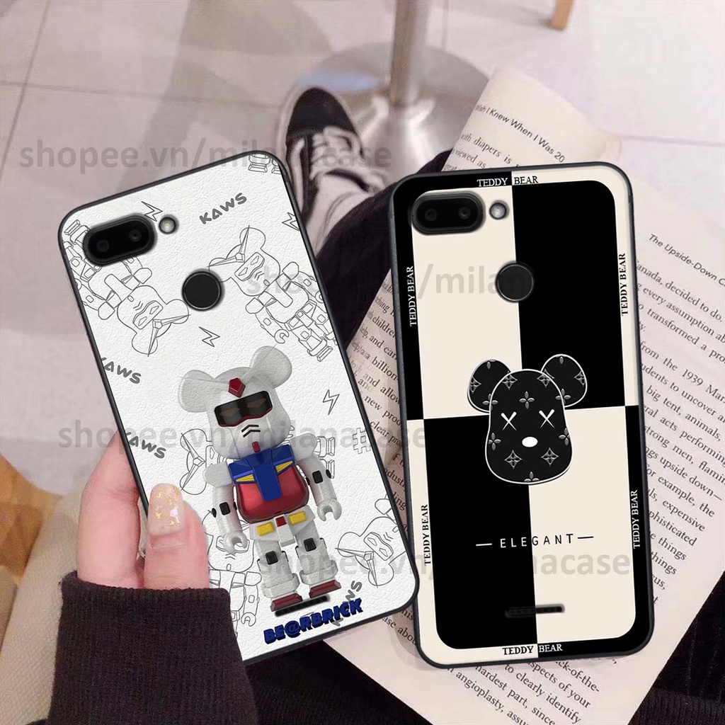 Ốp Xiaomi Redmi 6 gấu be@rBrick gấu Teddy Kaws siêu đẹp, phong cách, cá tính