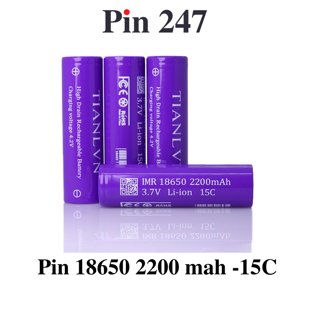 Pin 18650  tím TL IMR xả cao 15c (30a), 2200mAh, chuyên pin Power Tools , máy khoan, bắn vít, mài