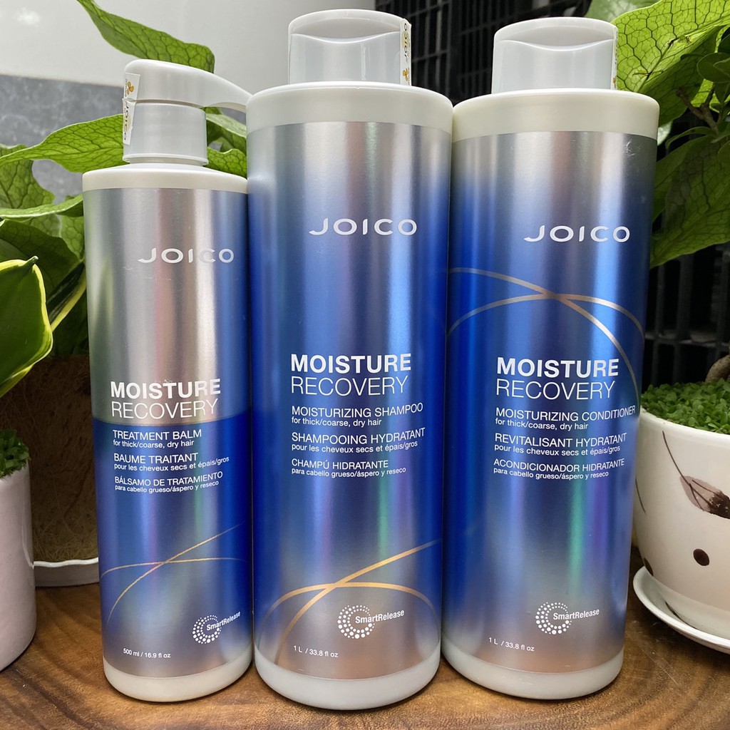 Combo dầu gội xả hấp dưỡng ẩm rong biển Joico Moisture siêu mềm mượt tóc 1000mlx2/500ml