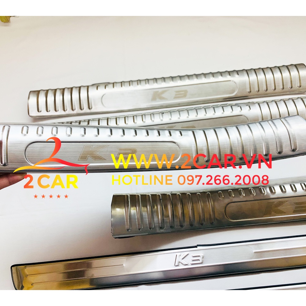 Ốp bậc cửa, nẹp bước chân trong, ngoài Xe Kia K3 2022 chất liệu inox