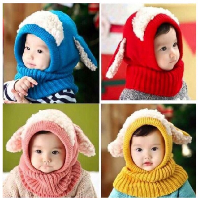 Mũ chùm kín cổ cho bé