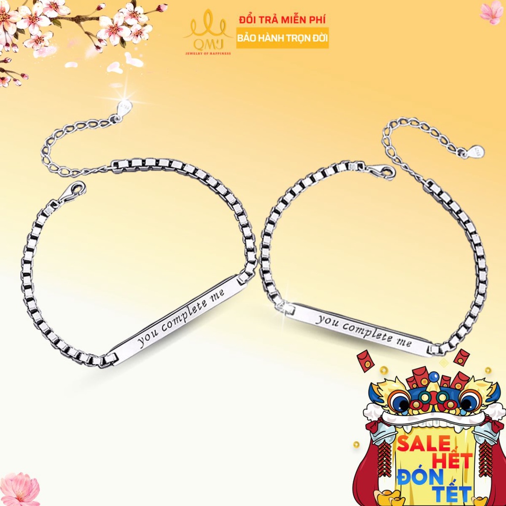Lắc tay cặp đôi bạc nam nữ bạc 925 vòng khắc tên lazer, đủ size theo yêu cầu QMJ - Q586