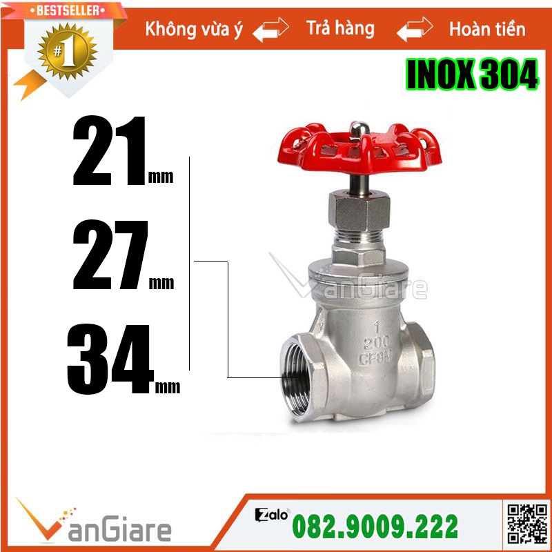 Van cửa (Van khóa nước) inox 304 nối ren