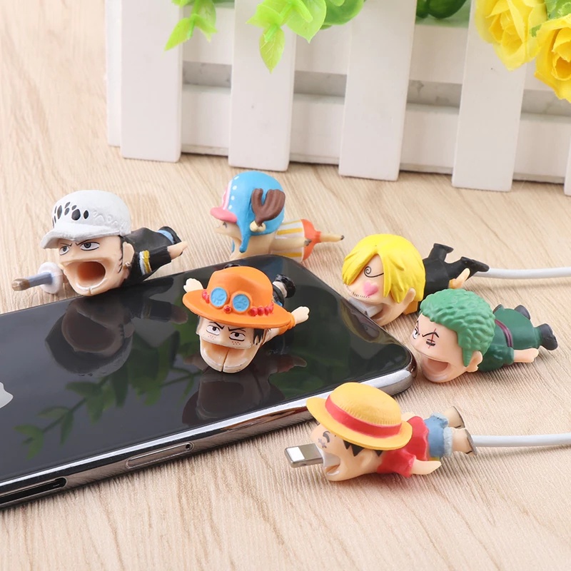 1 Phụ Kiện Bảo Vệ Dây Cáp Sạc USB Bằng Silicon Hình Hoạt Hình Anime Cho Điện Thoại Di Động