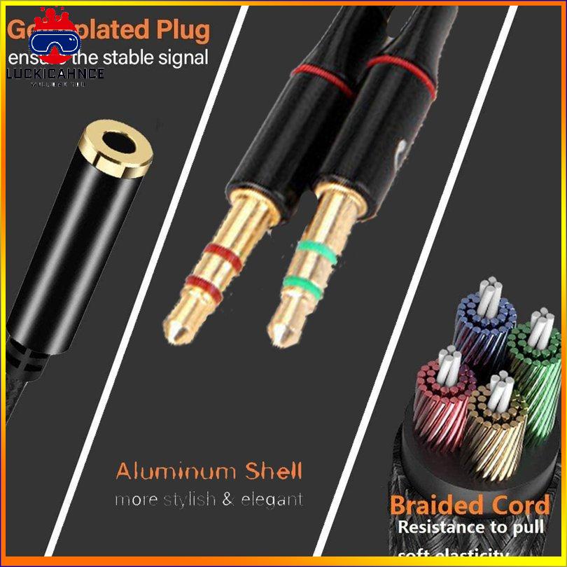 Cáp chia tai nghe 3.5mm 1 cổng cắm sang 2 jack cắm chất liệu TPE