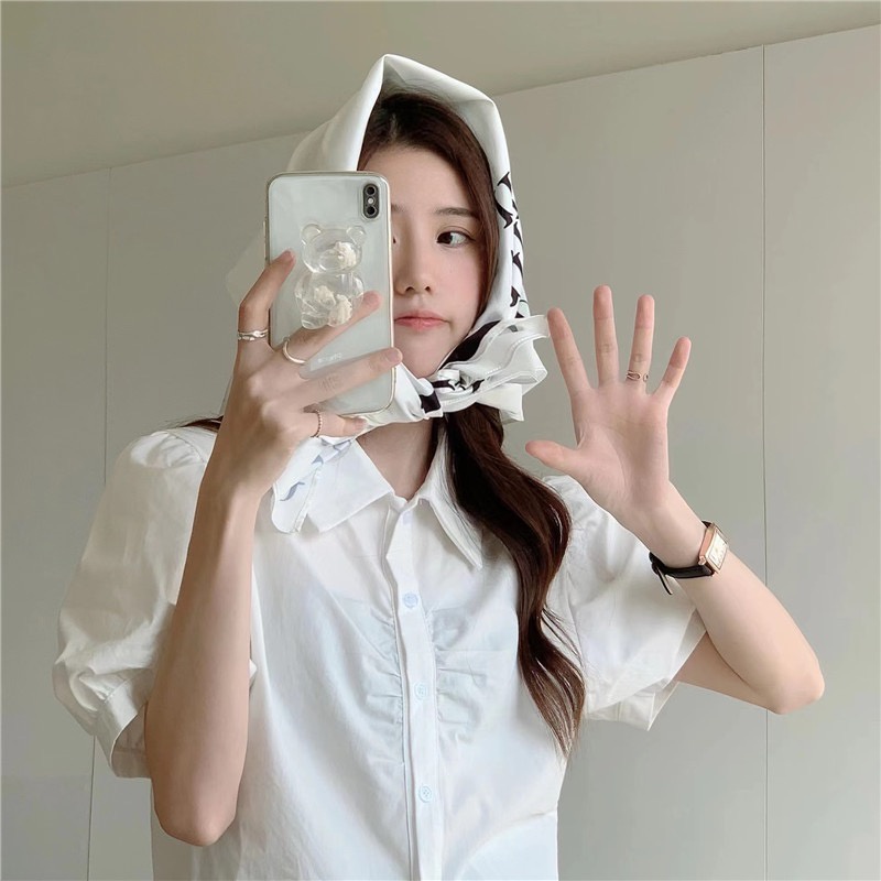 QKOOLE  Áo Croptop Tay Ngắn Phong Cách Hàn Quốc