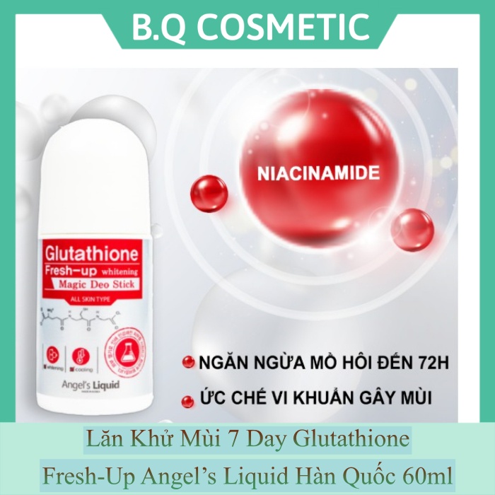 (Mẫu Mới) Lăn khử mùi 7day Glutathione Fresh-Up Angel’s Liquid Hàn Quốc 60ml