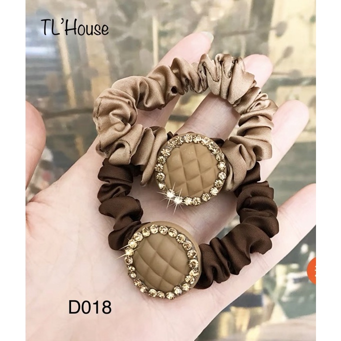 Dây Buộc Tóc Mặt Tròn Viền Đá Cao Cấp