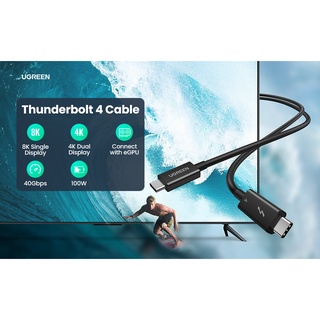 Cáp Thunderbolt 4 Ugreen 30389 60621 US501(Support 8k@60hz Data 40Gbps PD100W Male- Male)