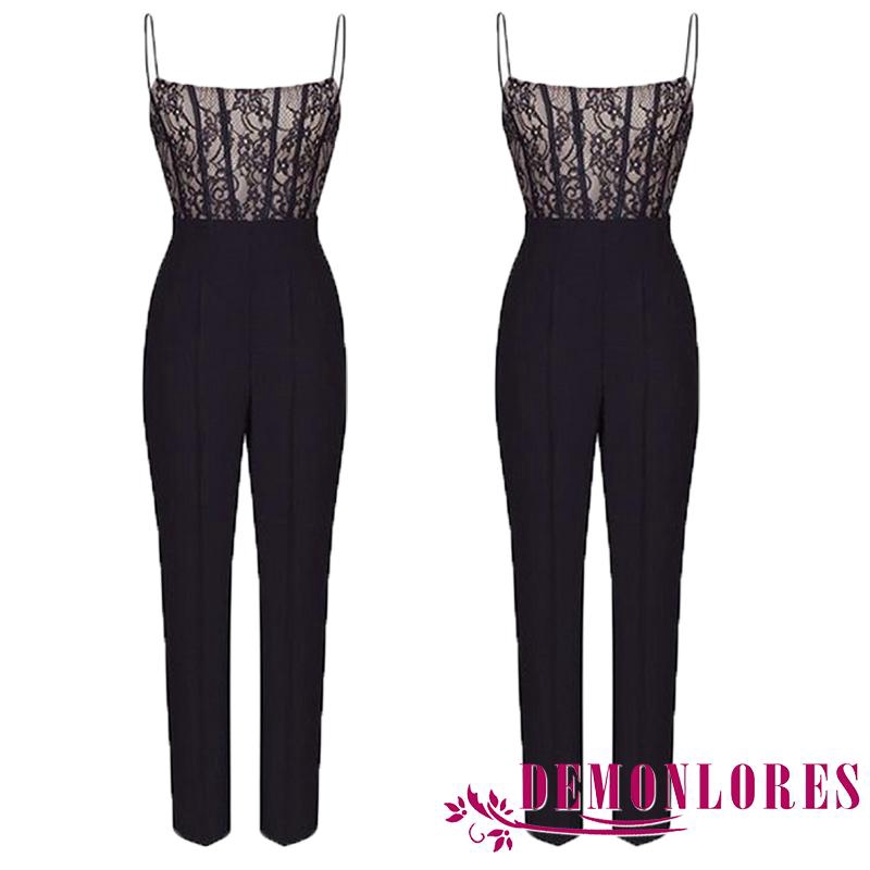 Jumpsuit không tay phối ren thời trang dành cho nữ