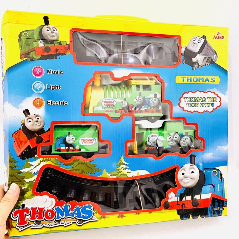 [SIZE LỚN-ĐÈN NHẠC KHI CHẠY] Đồ chơi tàu lửa Thomas chạy trên đường ray phát nhạc có đèn khi chạy .