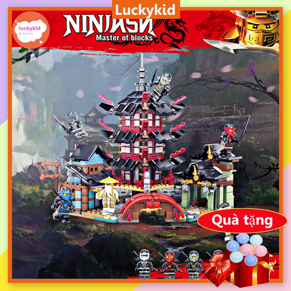 Lego ninjago đồ chơi lego Luckykid đồ chơi lắp ráp ninja ngôi đền kèm bộ nhân vật ninja rồng