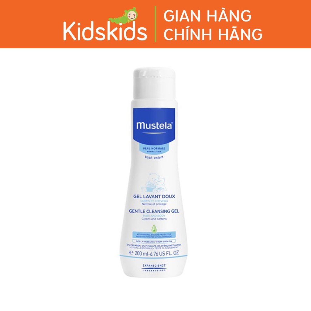 [Mã BMBAU50 giảm 7% tối đa 50K đơn 99K] Gel Tắm Gội Cho Trẻ Sơ Sinh &amp; Em Bé Da Thường Mustela 200ml