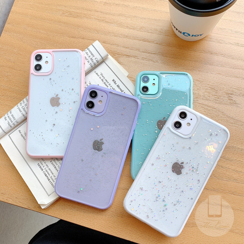 Ốp điện thoại TPU kim tuyến màu Macaron đơn giản cho iPhone 11 8plus 7plus 8 7 11Pro Max X Xs Max XR SE 2020 iPhone 12 pro max | BigBuy360 - bigbuy360.vn