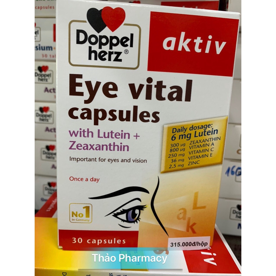 Viên Uống Bổ Mắt Doppelherz Eye Vital Capsules 30 Viên - Giúp sáng mắt, tăng cường thị lực, chống thoái hóa điểm vàng