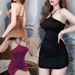 Đầm body nữ dây kiểu cổ yếm hở lưng t3.23