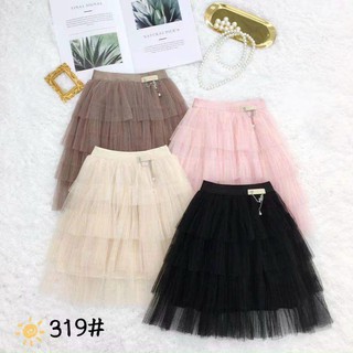 Chân váy tầng lưới 3 màu Hồng-đen-nâu