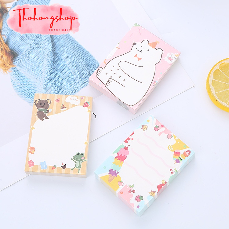 Giấy ghi chú gấu xinh 100 tờ 7x5CM