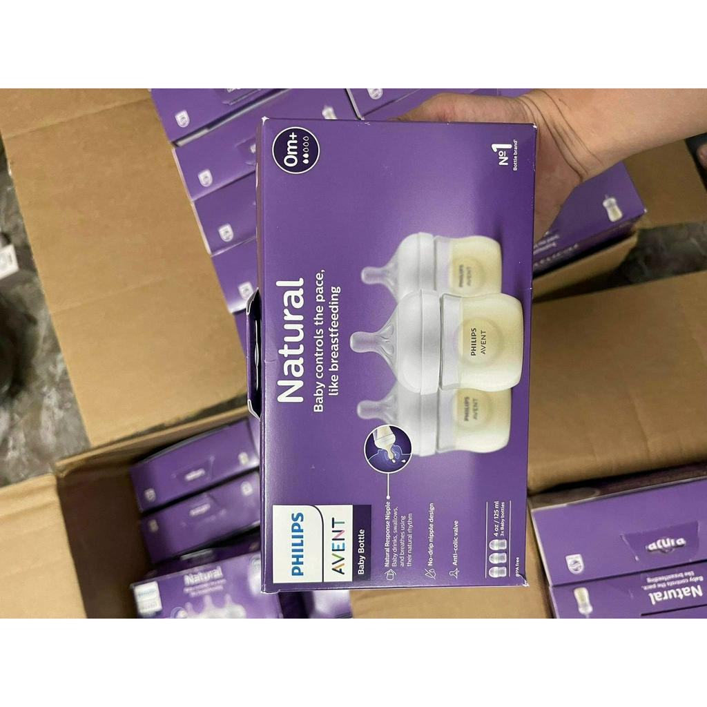 (Mẫu mới) Bình sữa Avent Natural 125ml 260ml 330ml chính hãng.